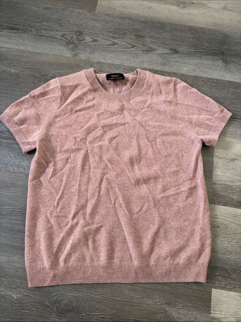 Quince Womens Crewneck Short-Sleeve Sweater - Dusty Pink